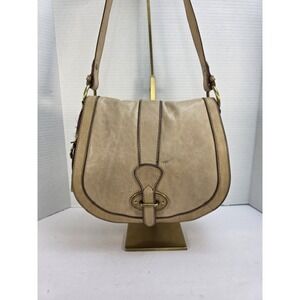 Vintage Fossil VRI Reissue Crossbody Flap Saddle Bag Tan Leather Distressed